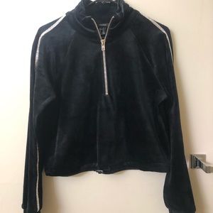 Black Velvet Embellished Crew Neck Sweater